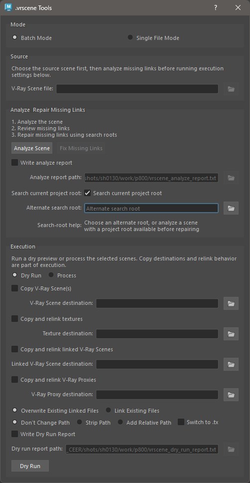V-Ray Scenes Tool UI